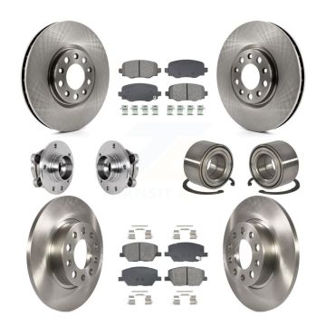 Front Rear Hub Bearings Disc Brake Rotors And Pads Kit (10Pc) For 2016-2018 Fiat 500X AWD KBB-129123
