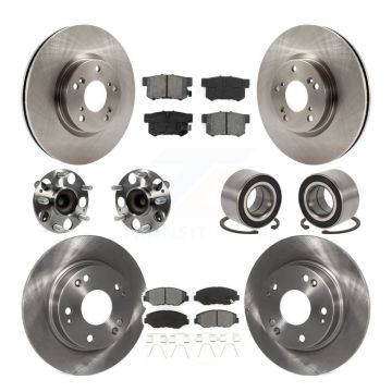Front Rear Hub Bearings Disc Brake Rotors And Pads Kit (10Pc) For Honda Civic Acura ILX KBB-129125