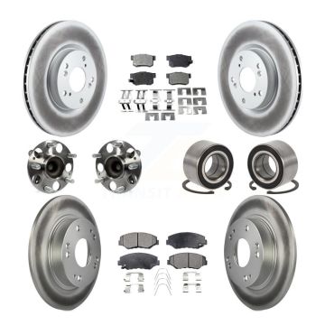 Front Rear Hub Bearing Coated Disc Brake Rotor & Pad Kit (10Pc) For Honda Civic Acura ILX KBB-129130
