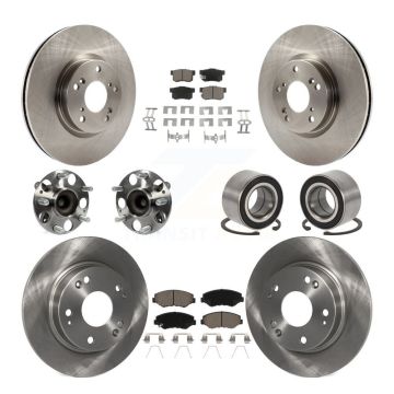 Front Rear Hub Bearings Disc Brake Rotors And Pads Kit (10Pc) For Honda Civic Acura ILX KBB-129148