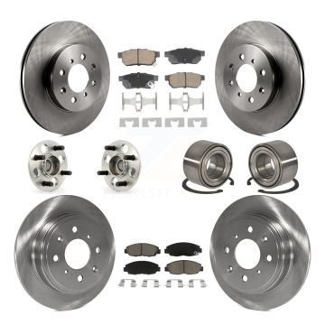 Front Rear Hub Bearing Brake Rotor & Pad Kit (10Pc) For 1997 Acura EL Without 4 Wheel ABS KBB-129149