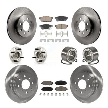 Front Rear Hub Bearing Disc Brake Rotor Pad Kit (10Pc) For 1997 Acura EL With 4 Wheel ABS KBB-129150