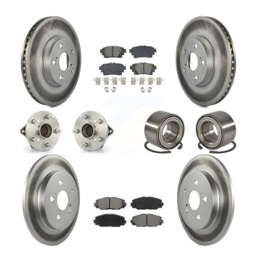 Front Rear Hub Bearing Coat Brake Rotor Pad Kit (10Pc) For Toyota Corolla Sedan with 1.8L KBB-129165