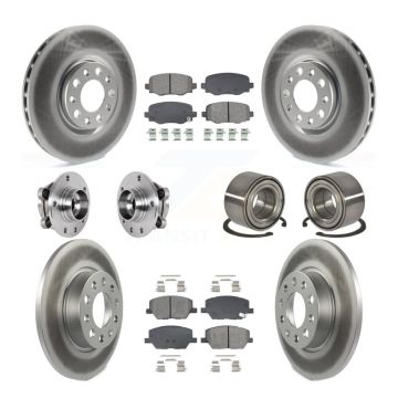 Front Rear Hub Bearing Coated Disc Brake Rotor Pad Kit (10Pc) For 2016-2018 Fiat 500X AWD KBB-129167