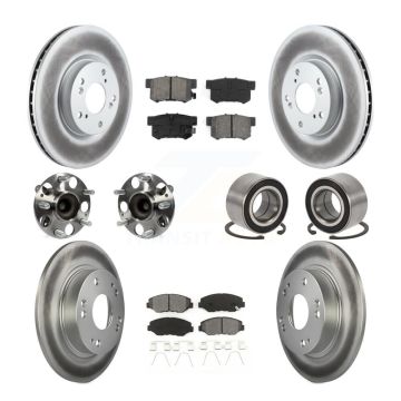 Front Rear Hub Bearing Coated Disc Brake Rotor & Pad Kit (10Pc) For Honda Civic Acura ILX KBB-129169