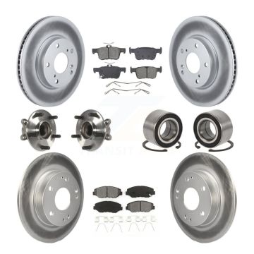 Front Rear Wheel Hub Bearing Coated Disc Brake Rotors And Pads Kit (10Pc) For Honda Civic KBB-129173