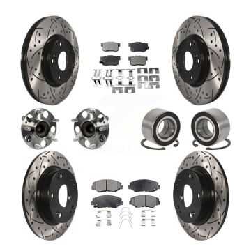 Front Rear Hub Bearing Coated Disc Brake Rotor & Pad Kit (10Pc) For Honda Civic Acura ILX KBB-129250