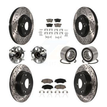 Front Rear Hub Bearing Coated Disc Brake Rotor & Pad Kit (10Pc) For Honda Civic Acura ILX KBB-129258