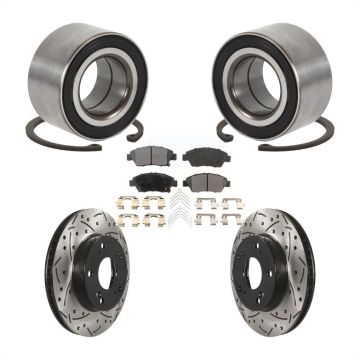 Front Wheel Bearing Coated Drilled Slotted Brake Rotor & Pads Kit For 2015 Acura ILX 1.5L KBB-129274