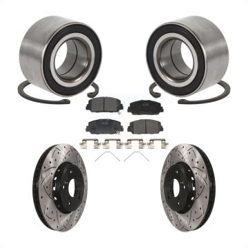Front Wheel Bearing Coated Drilled Slotted Disc Brake Rotor & Pads Kit For 2016 Acura ILX KBB-129275