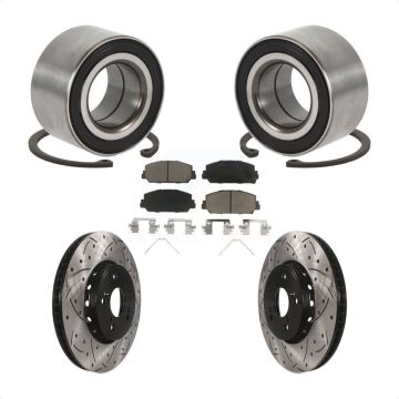 Front Wheel Bearing Coated Drilled Slotted Disc Brake Rotor & Pads Kit For 2016 Acura ILX KBB-129280