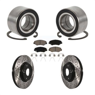 Front Wheel Bearing Coated Drilled Slotted Brake Rotor Pads Kit For Honda Civic Acura ILX KBB-129281