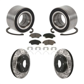 Front Wheel Bearing Coated Drilled Slotted Brake Rotor & Pads Kit For 2015 Acura ILX 1.5L KBB-129282