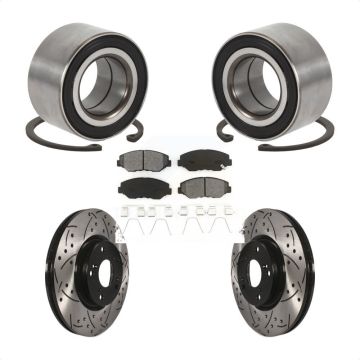 Front Wheel Bearing Coated Drilled Slotted Brake Rotor Pads Kit For Honda Civic Acura ILX KBB-129285