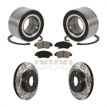 Front Wheel Bearing Coated Drilled Slotted Brake Rotor & Pads Kit For 2015 Acura ILX 1.5L KBB-129286