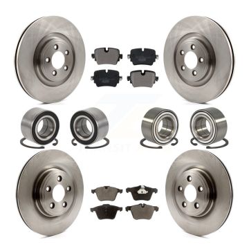 Front Rear Bearing Brake Rotor & Pad Kit (10Pc) For Jaguar XJ With Electric Parking KBB-129293