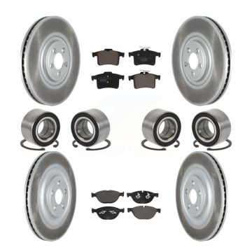 Front Rear Bearings Coated Disc Brake Rotors And Ceramic Pads Kit (10Pc) For Jaguar XJR KBB-129297