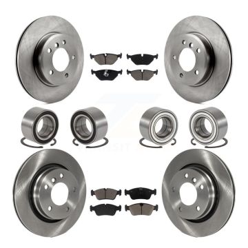 Front Rear Bearings Disc Brake Rotors And Ceramic Pads Kit (10Pc) For 2001-2005 BMW 325i KBB-129307