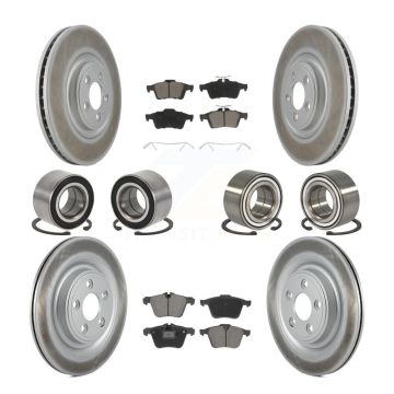 Front Rear Wheel Bearing Coated Disc Brake Rotor And Ceramic Pad Kit (10Pc) For Jaguar XJ KBB-129311