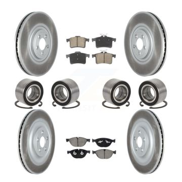 Front Rear Bearings Coated Disc Brake Rotors And Ceramic Pads Kit (10Pc) For Jaguar XJR KBB-129314