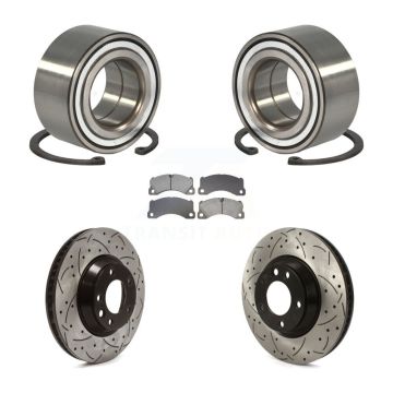 Front Wheel Bearing Coated Drilled Slotted Disc Brake Rotor & Pad Kit For Porsche Cayenne KBB-129325