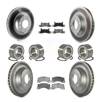 Front Rear Wheel Bearing Coated Disc Brake Rotors And Pads Kit (10Pc) For Porsche Cayenne KBB-129329