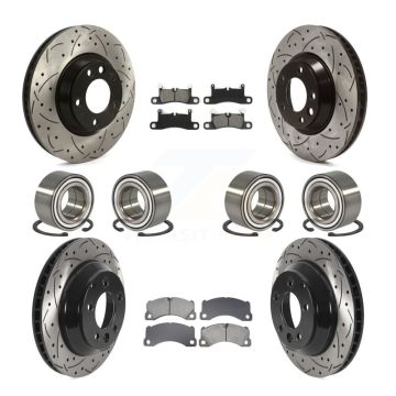Front Rear Wheel Bearing Coated Disc Brake Rotors And Pads Kit (10Pc) For Porsche Cayenne KBB-129331