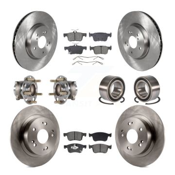 Front Rear Hub Bearing Disc Brake Rotor And Semi-Metallic Pad Kit (10Pc) For Honda Accord KBB-129581