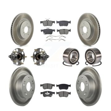 Front Rear Wheel Hub Bearing Coated Disc Brake Rotor And Pads Kit (10Pc) For Honda Accord KBB-129619