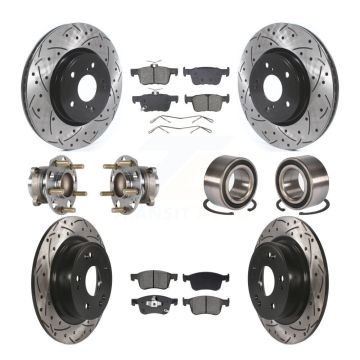 Front Rear Wheel Hub Bearing Coated Disc Brake Rotor And Pads Kit (10Pc) For Honda Accord KBB-129784
