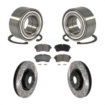 Front Wheel Bearing Coated Drilled Slot Brake Rotor & Pad Kit For 2018 Jaguar E-Pace S/SE KBB-129792