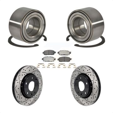 Front Wheel Bearing Coated Drilled Slotted Disc Brake Rotor And Pads Kit For Nissan Kicks KBB-129793