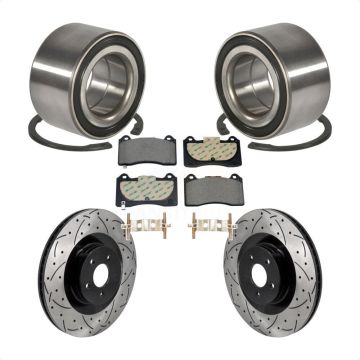 Front Wheel Bearing Coated Drilled Slot Brake Rotor & Pad Kit For 2016-2018 Ford Focus RS KBB-129794