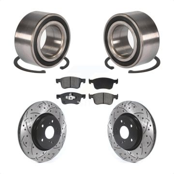 Front Wheel Bearing Coated Drilled Slotted Disc Brake Rotor And Pads Kit For Honda Accord KBB-129797