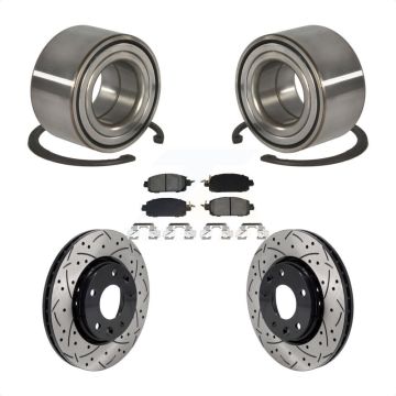 Front Wheel Bearing Coated Drilled Slotted Disc Brake Rotor And Pads Kit For Nissan Kicks KBB-129799