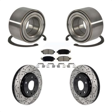 Front Wheel Bearing Coated Drilled Slotted Disc Brake Rotor And Pads Kit For Nissan Kicks KBB-129801