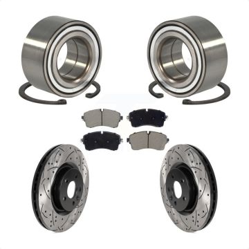 Front Wheel Bearing Coated Drilled Slot Brake Rotor & Pad Kit For 2018 Jaguar E-Pace S/SE KBB-129802