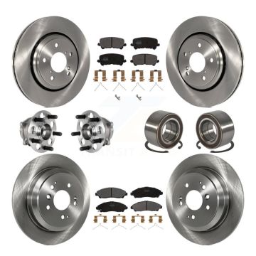 Front Rear Hub Bearing Disc Brake Rotor And Pads Kit (10Pc) For 2016-2022 Honda Pilot AWD KBB-130454