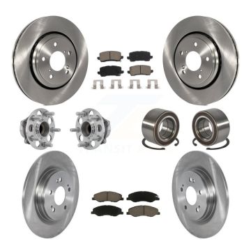 Front Rear Hub Bearings Disc Brake Rotors And Pads Kit (10Pc) For 2018-2023 Honda Odyssey KBB-130551