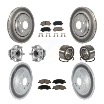 Front Rear Hub Bearing Coated Disc Brake Rotor Pad Kit (10Pc) For 2018-2023 Honda Odyssey KBB-130638