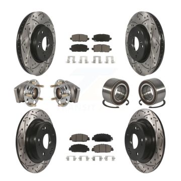 Front Rear Hub Bearing Coated Brake Rotor And Pad Kit (10Pc) For 2016-2022 Honda HR-V AWD KBB-130765