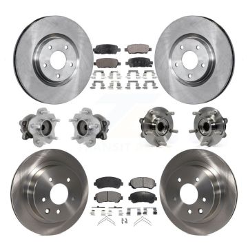 Front Rear Hub Bearing Brake Rotor Pad Kit (10Pc) For 14-17 Nissan Juke Nismo RS with FWD KBB-131248