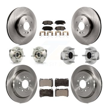 Front Rear Hub Bearings Disc Brake Rotors And Ceramic Pads Kit (10Pc) For Cadillac ATS KBB-131250