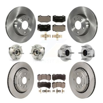 Front Rear Hub Bearing Disc Brake Rotor & Pad Kit (10Pc) For 2017 Cadillac ATS V with RWD KBB-131251