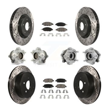 Front Rear Hub Bearing Coated Disc Brake Rotors And Pads Kit (10Pc) For Nissan Murano FWD KBB-131310