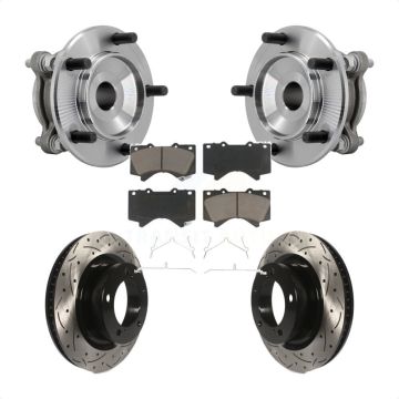Front Hub Bearing Assembly Drilled Slot Brake Rotor Pad Kit For Toyota Tundra Sequoia RWD KBB-131312
