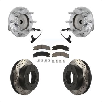 Front Hub Bearing Drilled Slot Brake Rotor Pads Kit For GMC Chevrolet Sierra 2500 HD 3500 KBB-131313