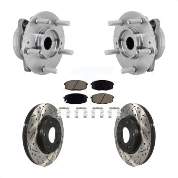 Front Hub Bearing Assembly Drilled Slot Brake Rotor & Pad Kit For Hyundai Kona Kia Seltos KBB-131318