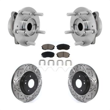 Front Hub Bearing Assembly Drilled Slot Brake Rotor & Pad Kit For Hyundai Kona Kia Seltos KBB-131319