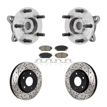 Front Hub Bearing Assembly Coat Drill Slot Brake Rotor Pads Kit For 2021-2022 Mazda 3 FWD KBB-131325